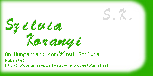 szilvia koranyi business card